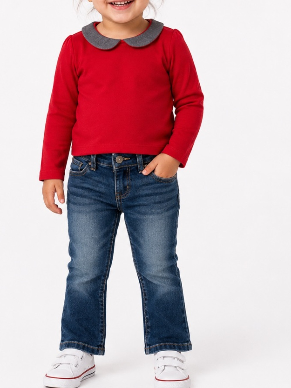GAP Girls 2T Red Peter Pan Top & Jeans 2 Piece Outfit Set